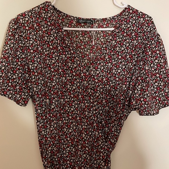 Summer Wrap Maxi Dress Casual Boho Floral V Neck Short Sleeve Ruffle Hem Split - Picture 4 of 8